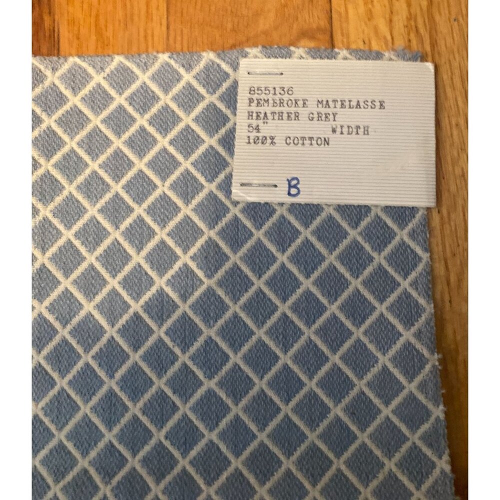 Pembroke Matelassé Heather Grey 100% Cotton Fabric Piece  Lee Jofa 12 1/2" x 13"